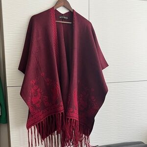 Burgundy Fringed Shawl